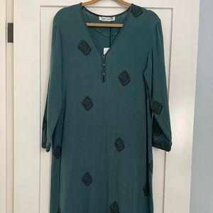 NWT Zara Dress Chic cover up Women's Size Medium M Boho Jewel Tone Maxi caftan